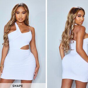 Shape White Slinky One Shoulder Cut Out Detail Bodycon Dress